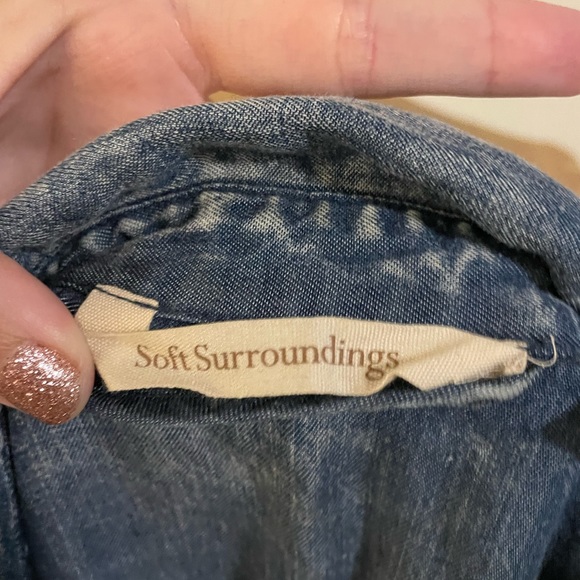 Soft Surroundings Maxi Acid-Wash Chambray Buttondown Dress Tencel Size Large - Picture 4 of 6